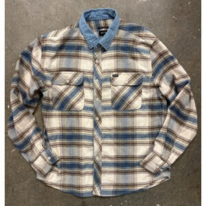 Brixton Button Up Flannel Shirt Men's Large Plaid Bowery Heavyweight Workwear